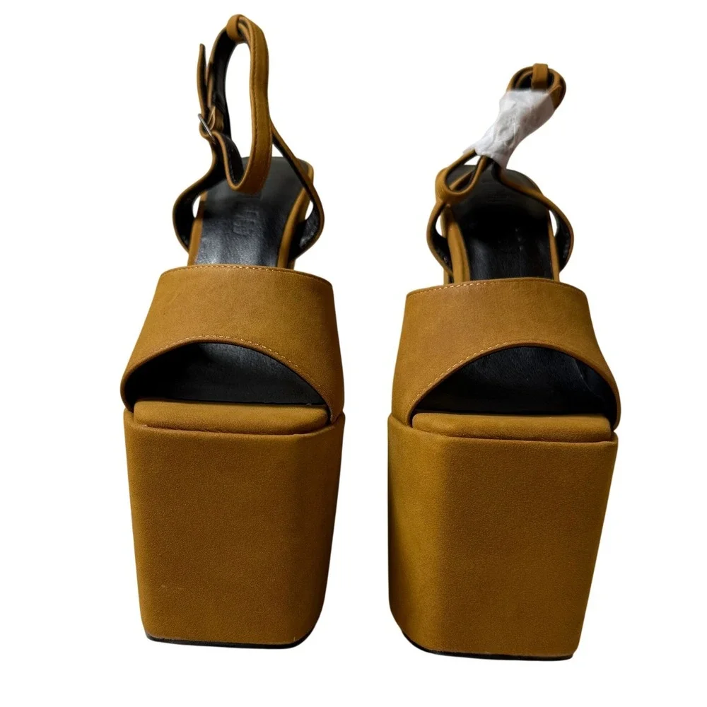 Current Mood Devour Suede Platform Heels Caramel Brown Size 6 Dolls Kill NEW